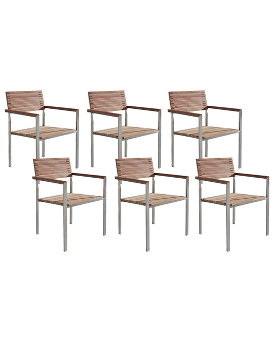 Set of 6 Garden Chairs VIAREGGIO Wood Brown