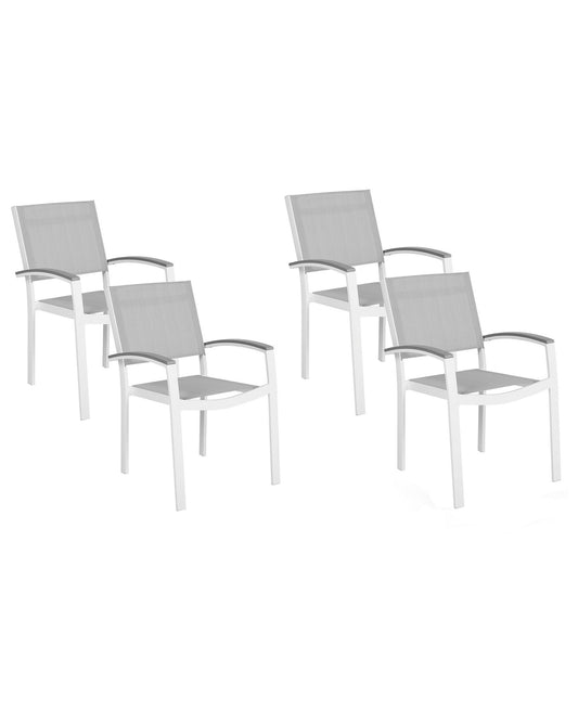 Set of 4 Garden Chairs PERETA Metal Grey