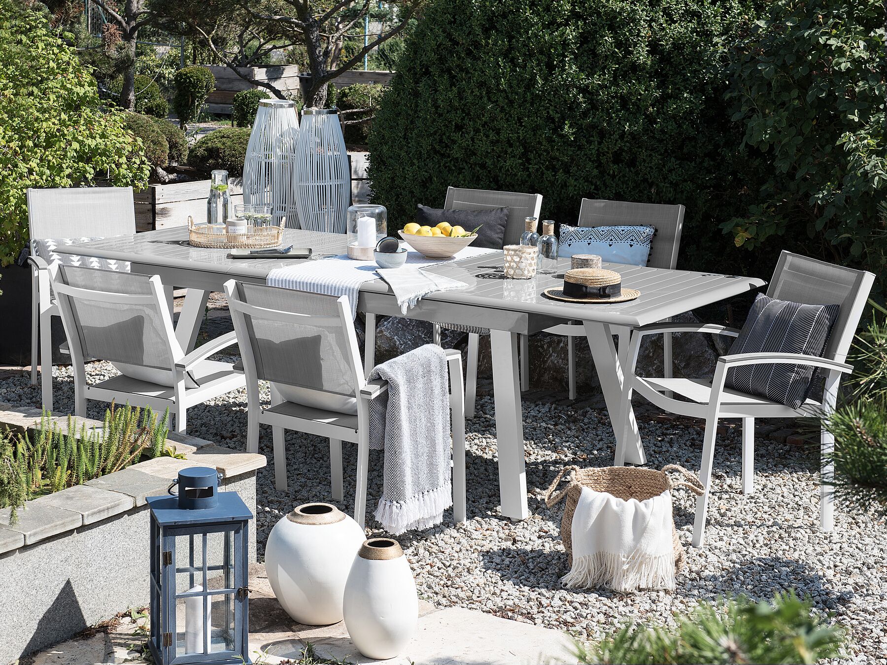 Garden Dining Set 6 Seater PERETA Metal Grey