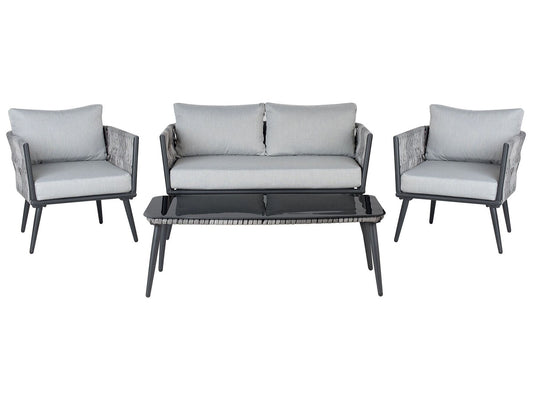 Garden Lounge Set with Table 4 Seater PREVEZA PE Rattan Grey