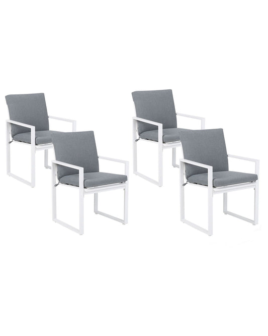 Set of 4 Garden Chairs with Cushions PANCOLE Fabric Grey