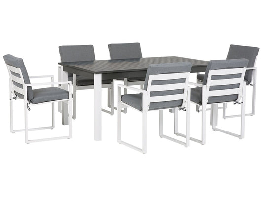 Garden Dining Set 6 Seater PANCOLE with Cushions Metal Grey