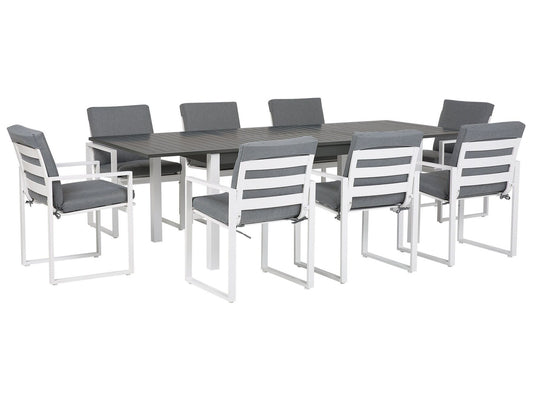 Garden Dining Set 8 Seater PANCOLE with Cushions Metal Grey