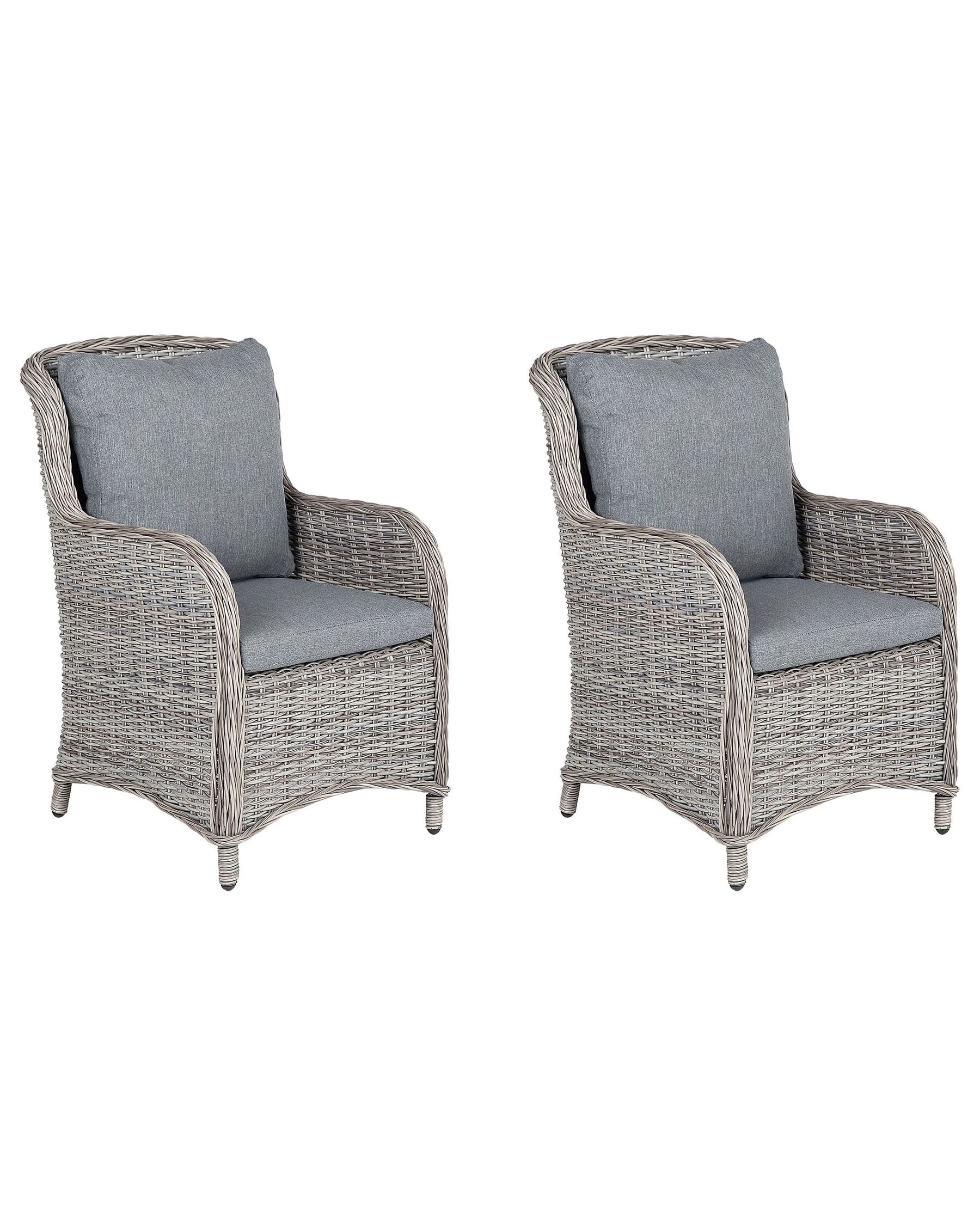 Garden Dining Set 6 Seater CASCAIS with Cushions PE Rattan Grey