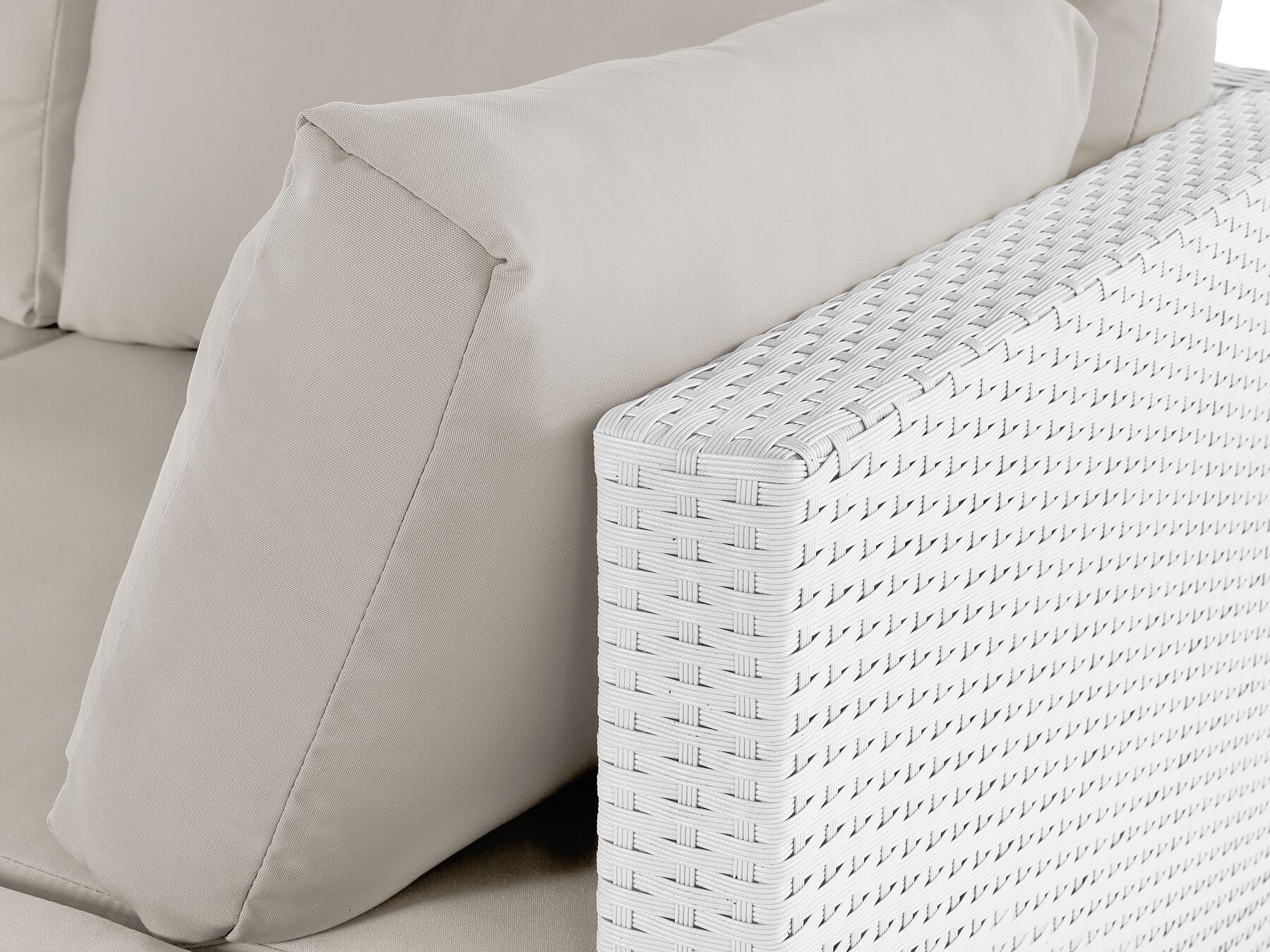 Garden Corner Sofa with Table 4 Seater SANO Left Hand Modular PE Rattan White