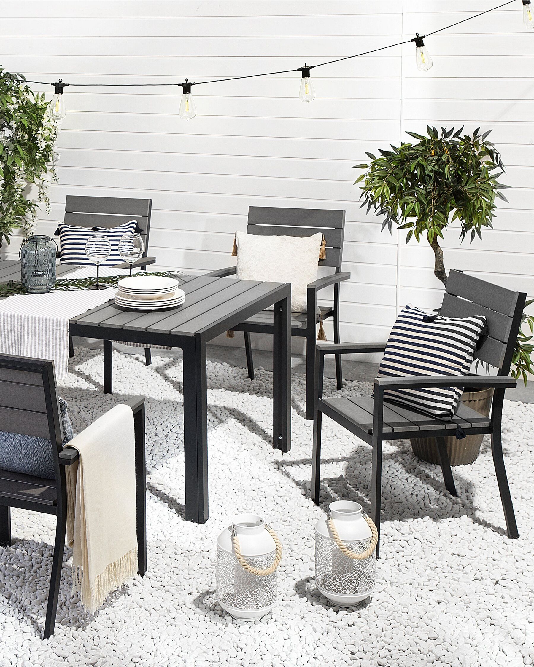 Set of 6 Garden Chairs COMO Grey