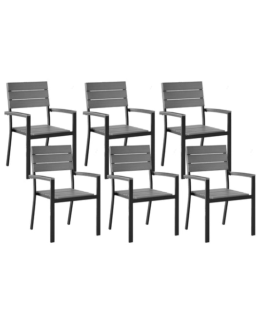Set of 6 Garden Chairs COMO Grey