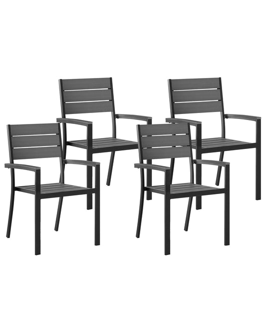 Set of 4 Garden Chairs PRATO Grey
