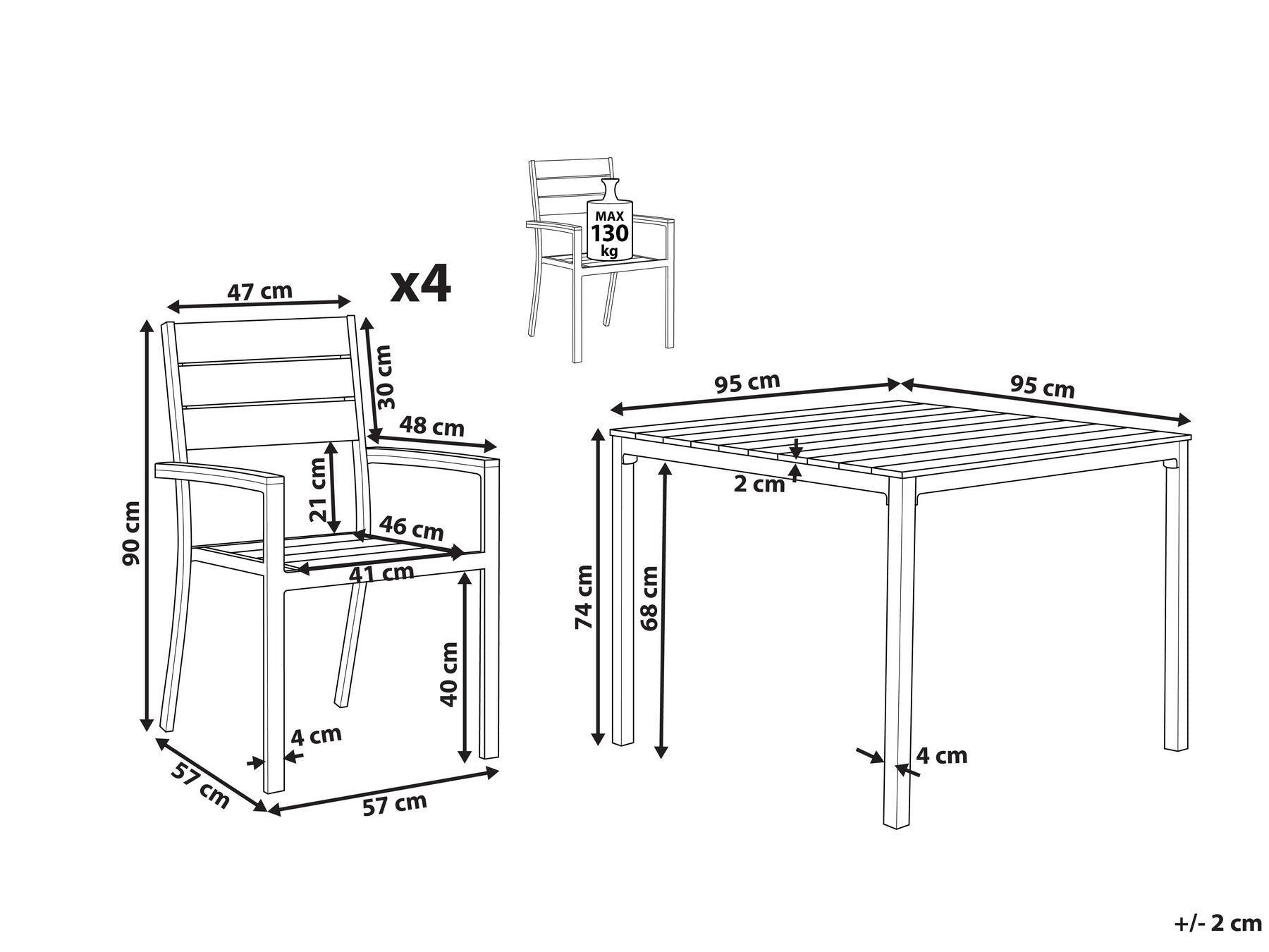 Garden Dining Set 4 Seater PRATO Grey