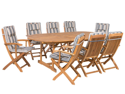 Garden Dining Set 8 Seater MAUI with Cushions Acacia Wood Multicolour