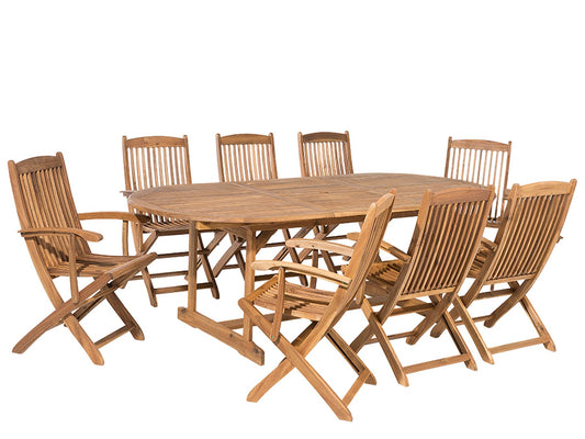 Garden Dining Set 8 Seater MAUI Acacia Wood Light Brown