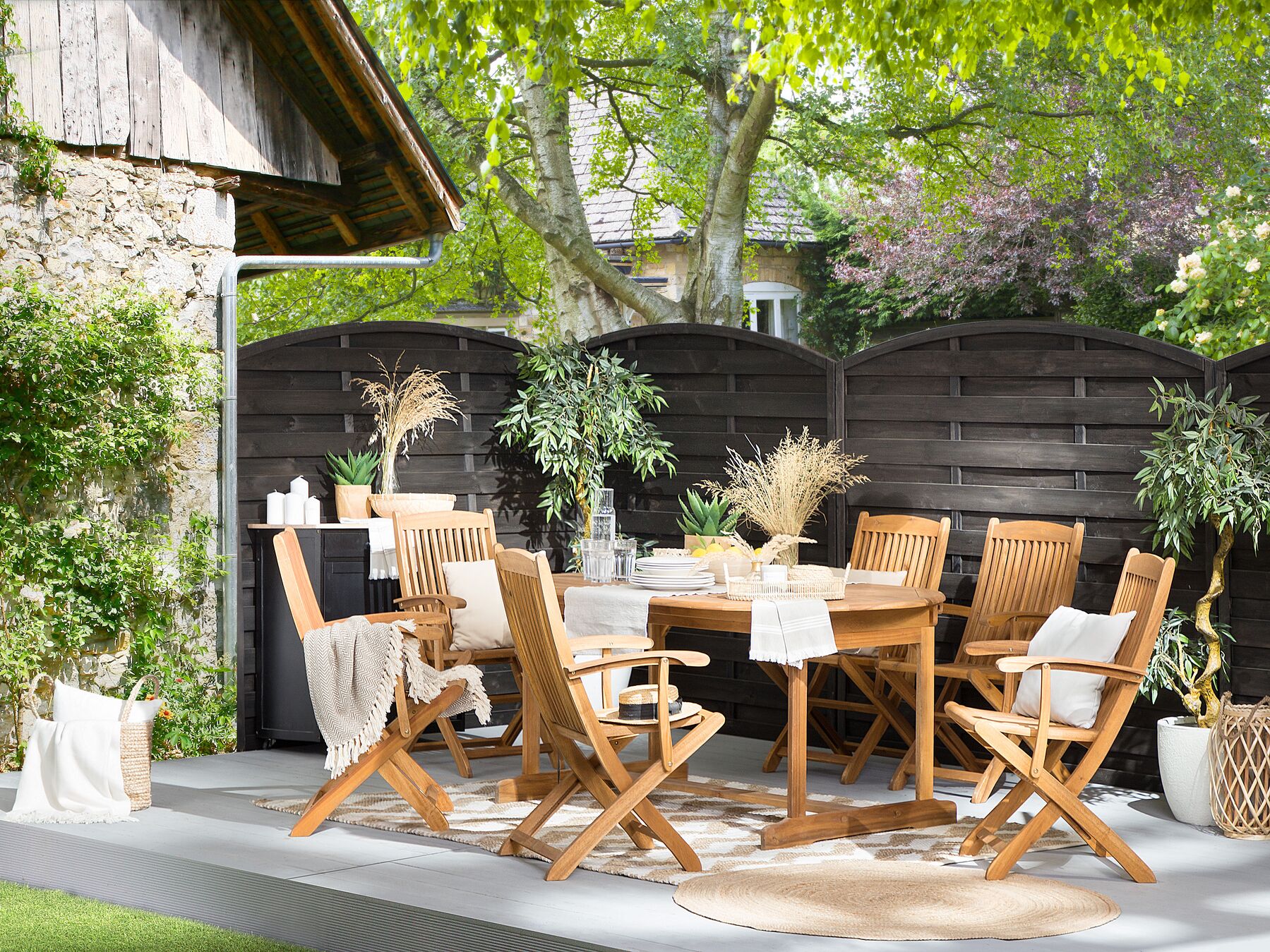 Garden Dining Set 8 Seater MAUI Acacia Wood Light Brown