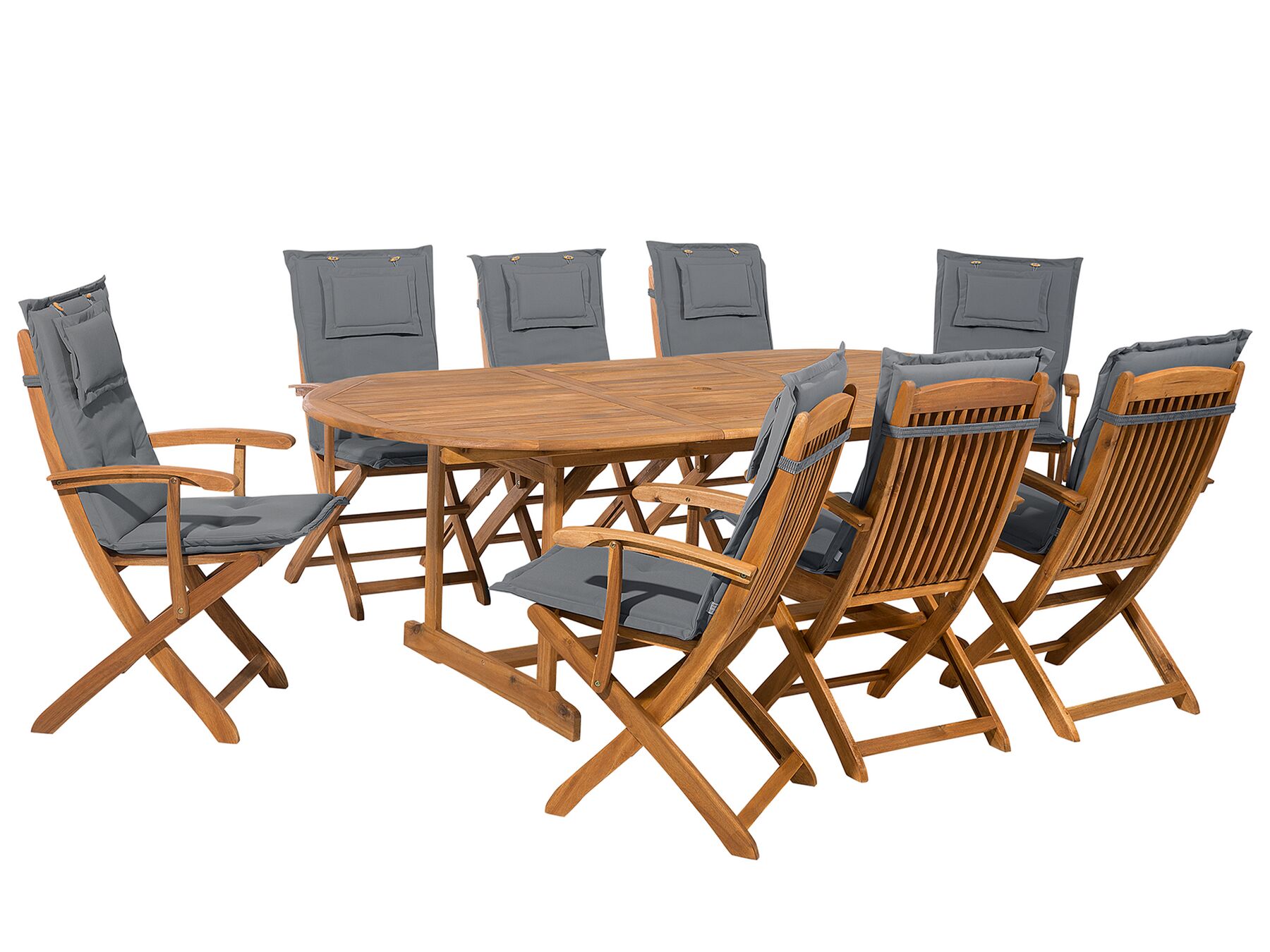 Garden Dining Set 8 Seater MAUI with Cushions Acacia Wood Grey