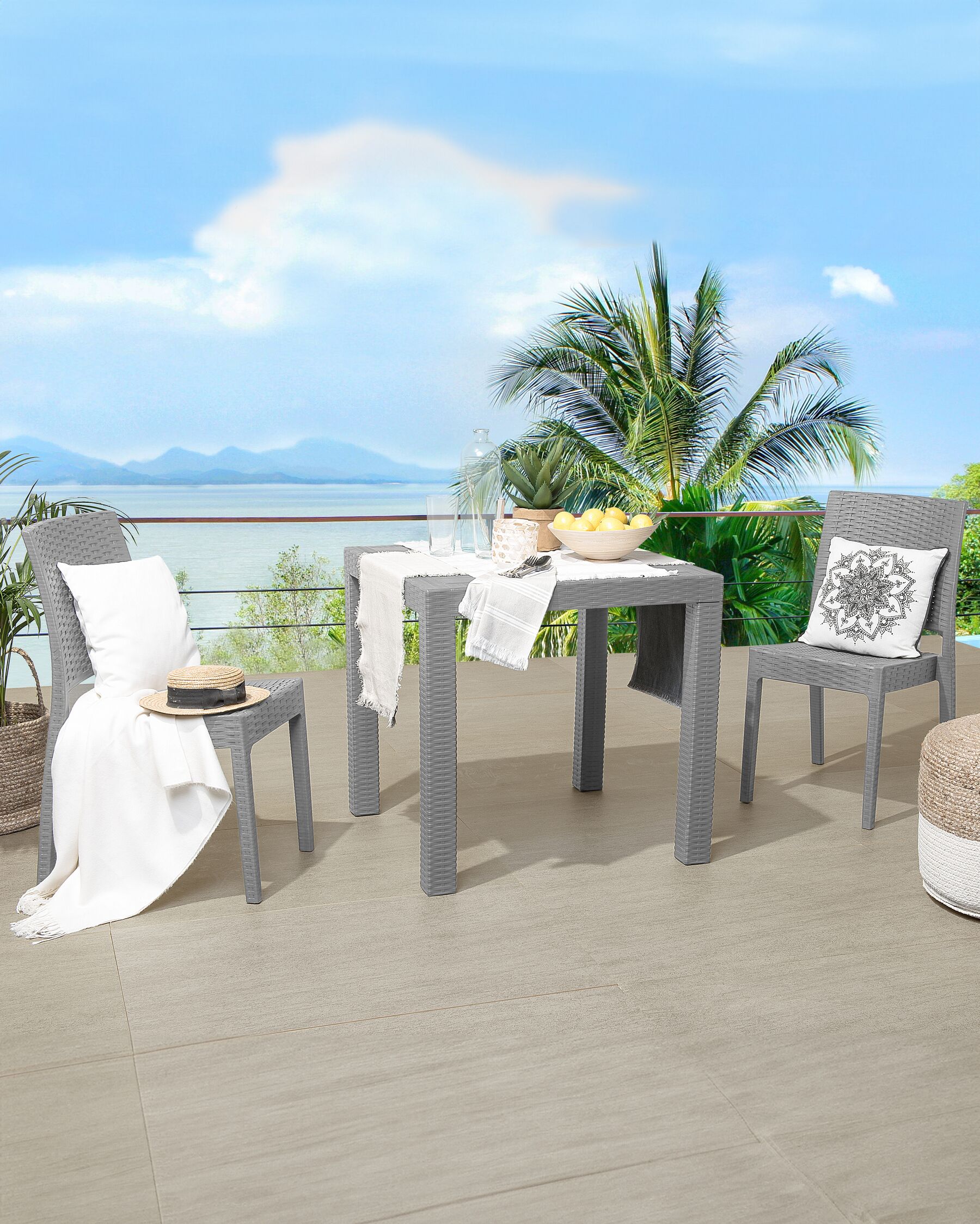 Set of 2 Garden Chairs FOSSANO Synthetic Material Light Grey