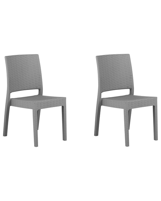 Set of 2 Garden Chairs FOSSANO Synthetic Material Light Grey