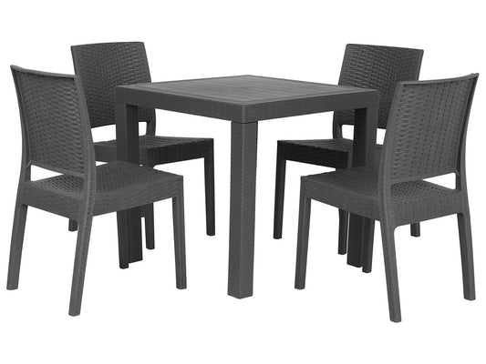 4 Seater Garden Dining Set Grey FOSSANO