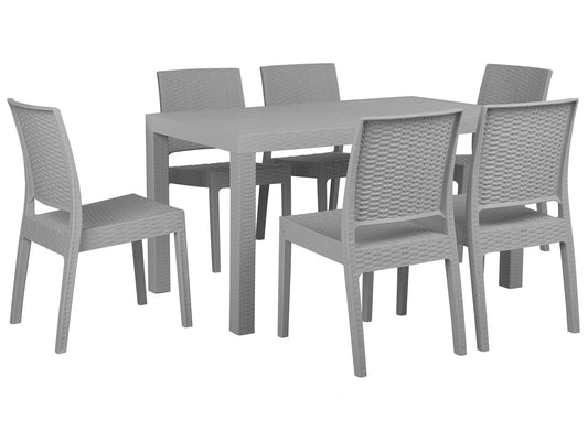 Garden Dining Set 6 Seater FOSSANO Light Grey