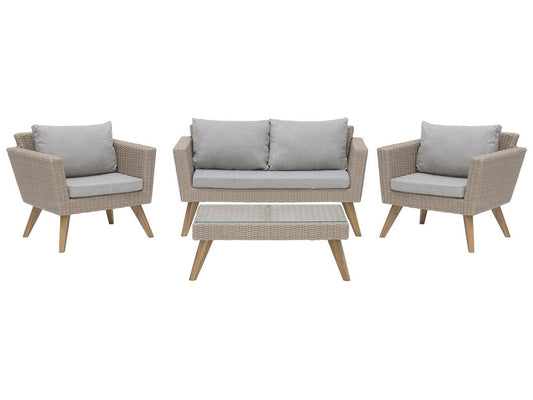 Garden Lounge Set with Table 4 Seater VITTORIA PE Rattan Grey