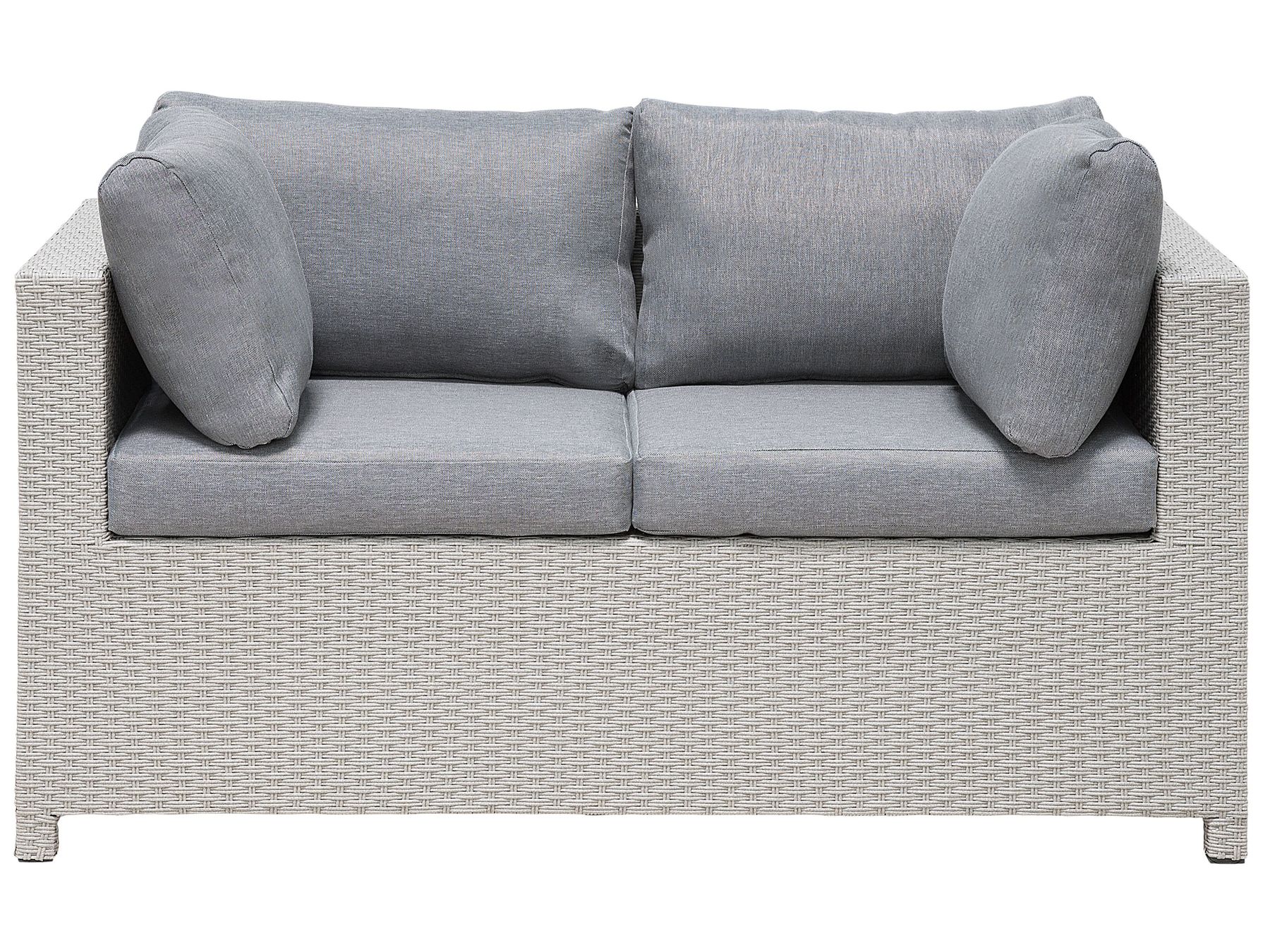 Garden Lounge Set with Table and Ottoman 4 Seater MILANO PE Rattan Light Grey