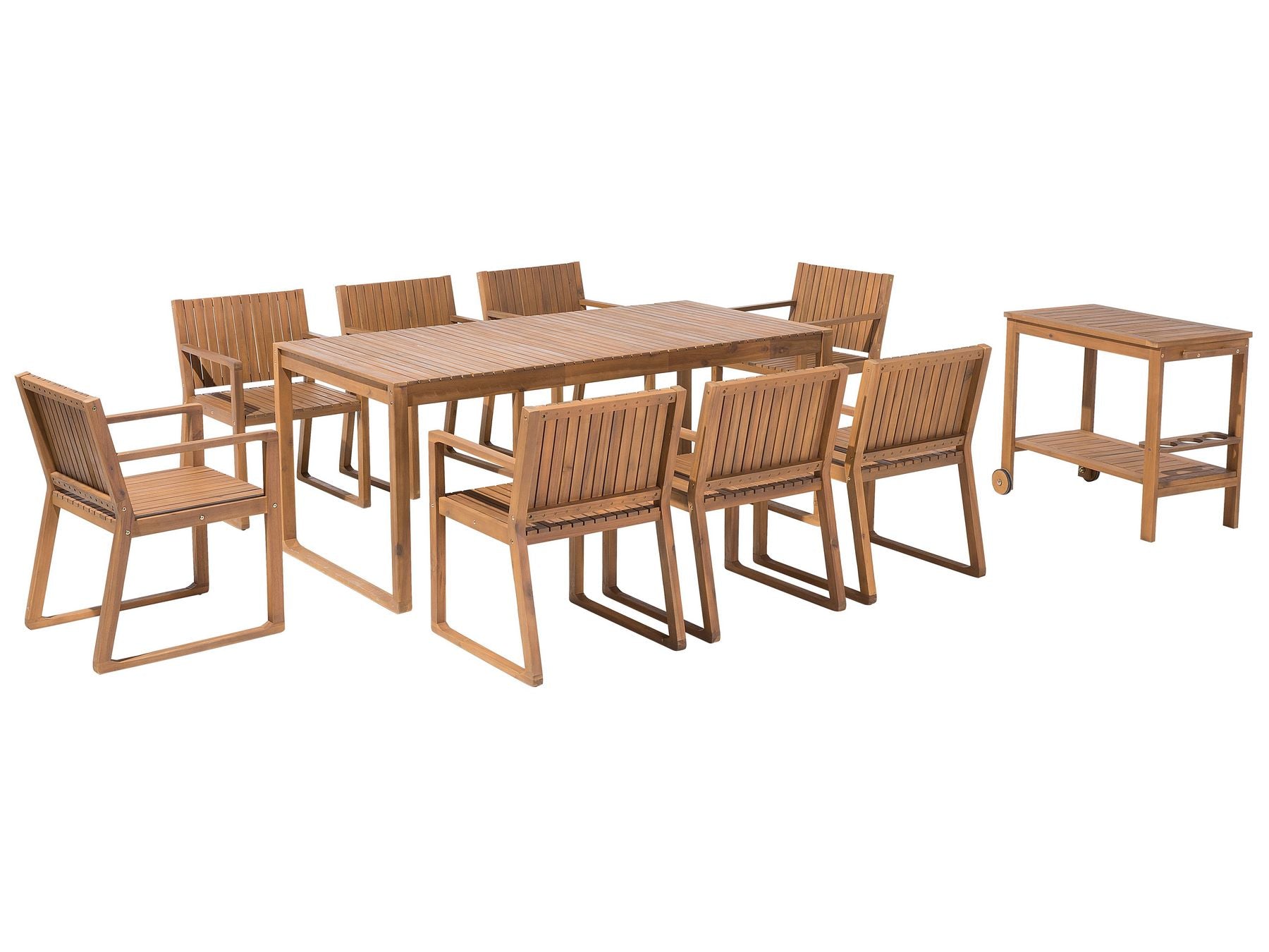 Garden Dining Set with Trolley 8 Seater SASSARI Acacia Wood Brown