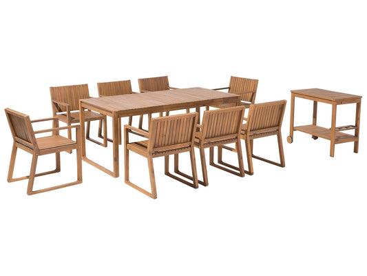 Garden Dining Set with Trolley 8 Seater SASSARI Acacia Wood Brown