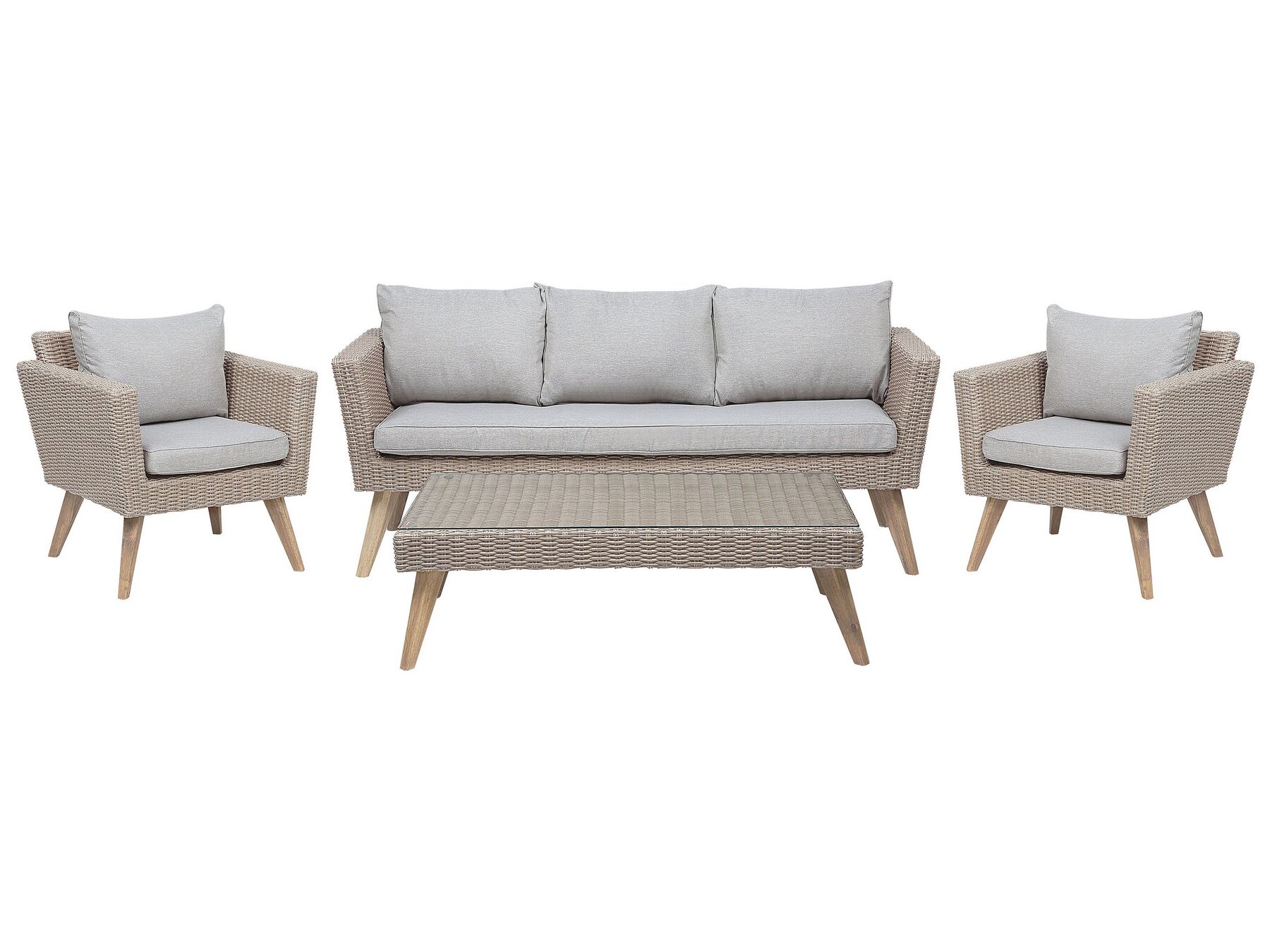 Garden Lounge Set with Table 5 Seater VITTORIA PE Rattan Grey