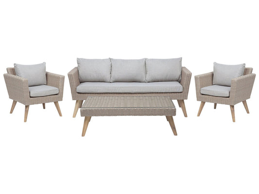 Garden Lounge Set with Table 5 Seater VITTORIA PE Rattan Grey