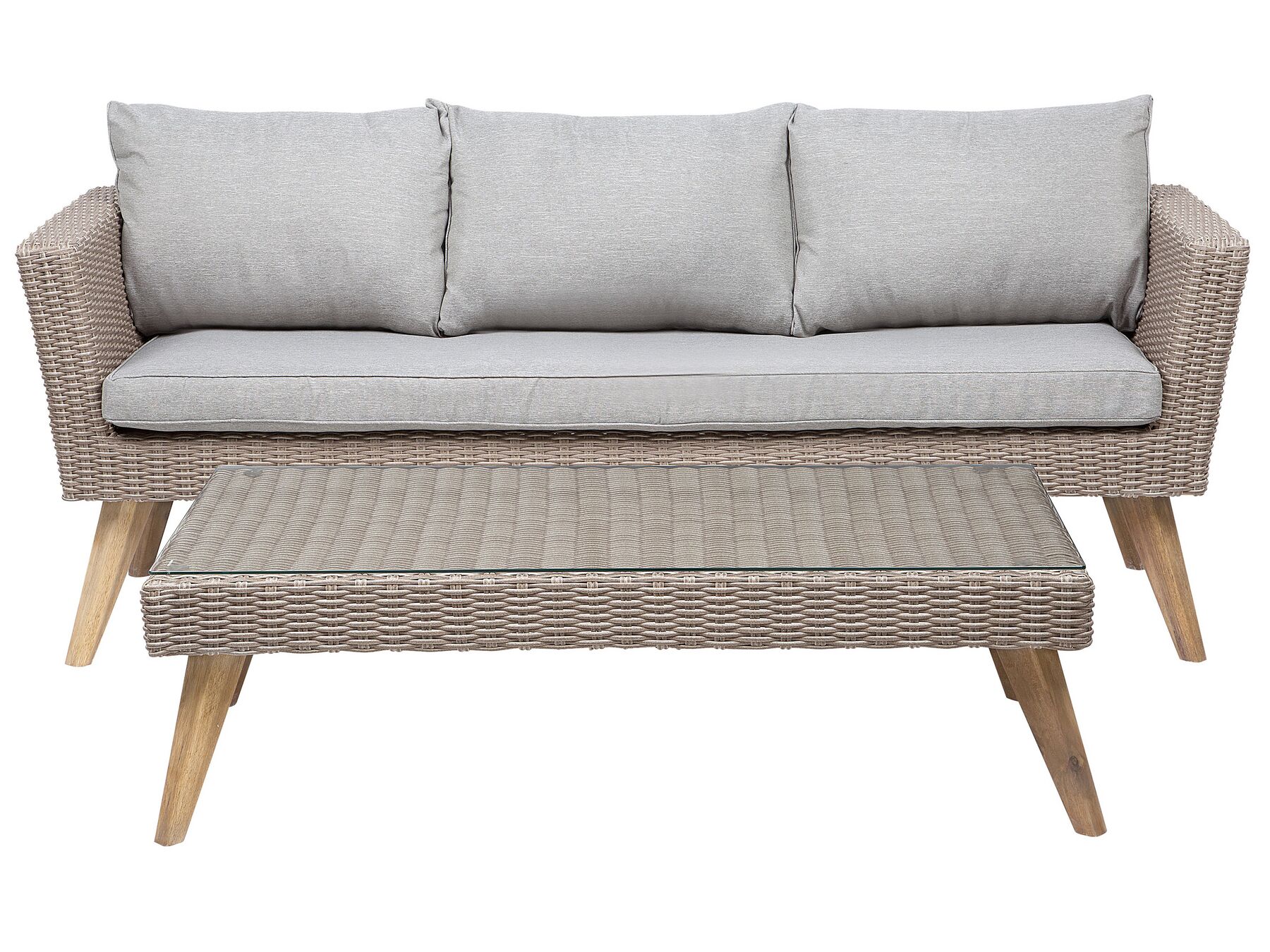 Garden Lounge Set with Table 5 Seater VITTORIA PE Rattan Grey