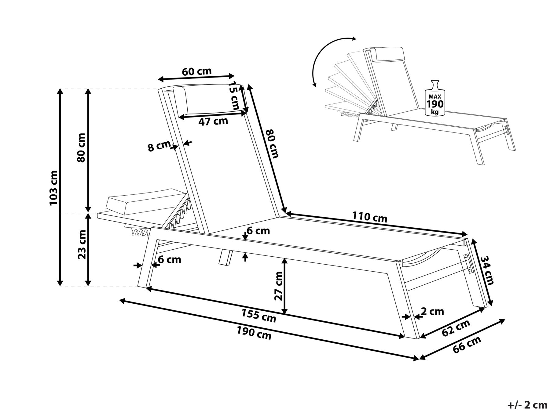 Aluminium Reclining Sun Lounger White CATANIA II