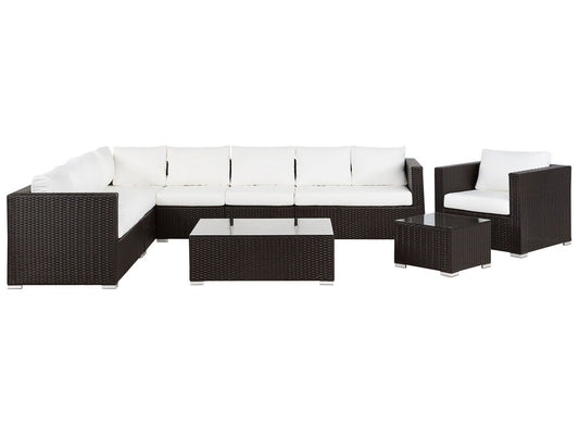 Garden Lounge Set with Table 8 Seater XXL Right Hand Modular PE Rattan Dark Brown