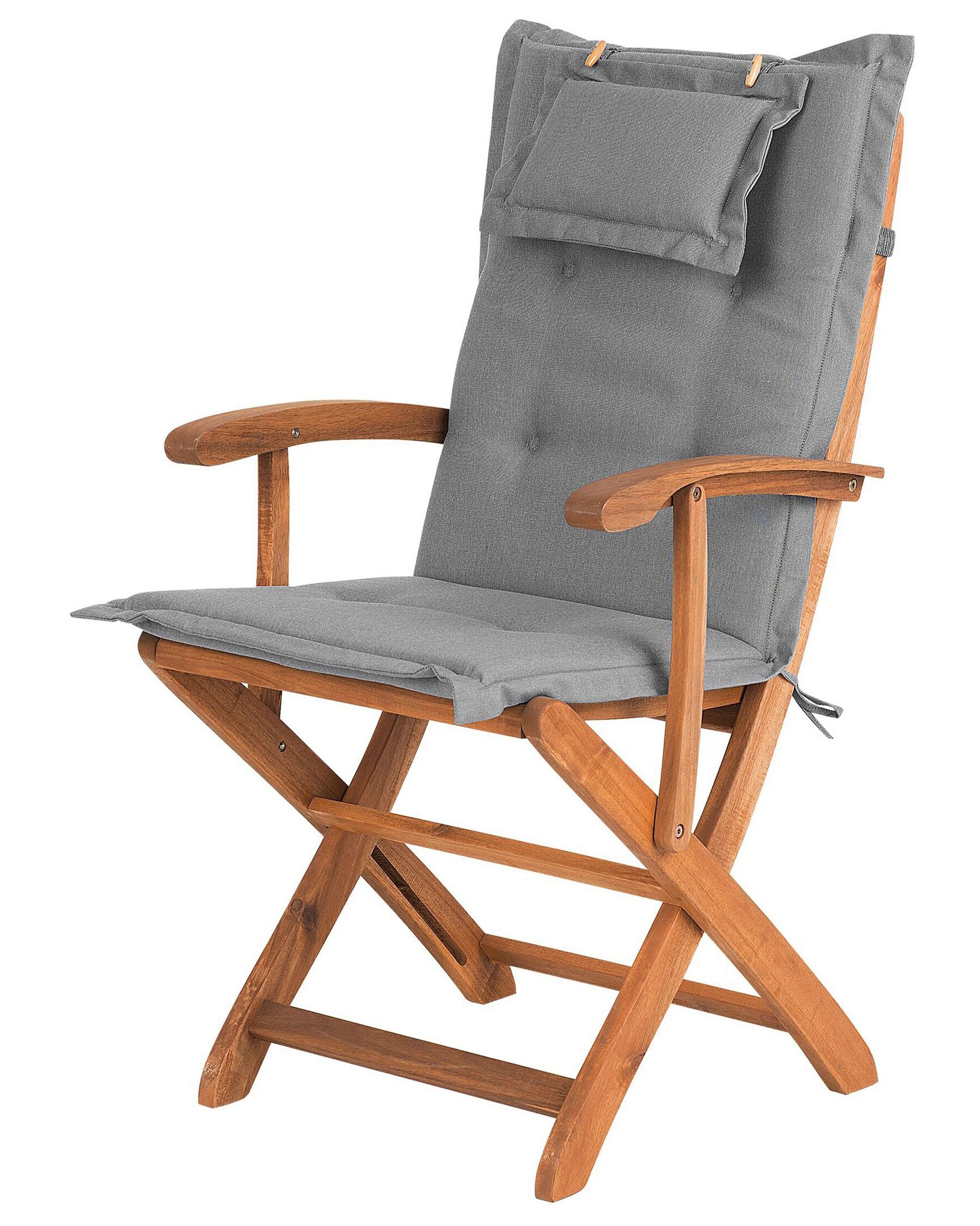 Set of 2 Garden Chairs with Cushions MAUI Acacia Wood Grey
