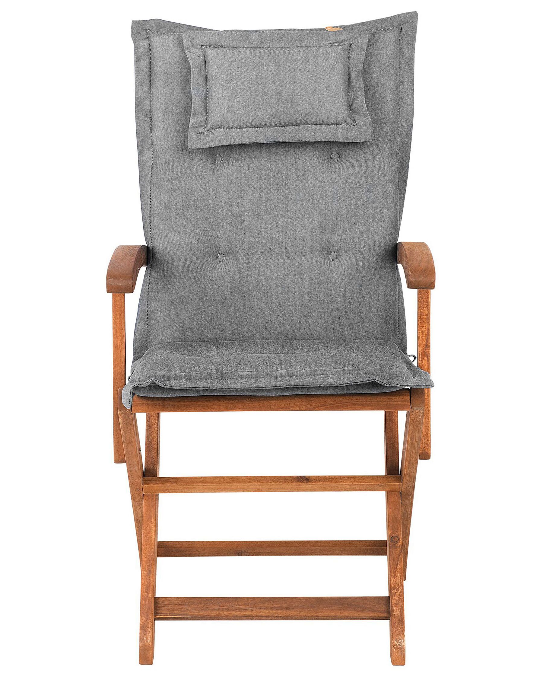 Set of 2 Garden Chairs with Cushions MAUI Acacia Wood Grey
