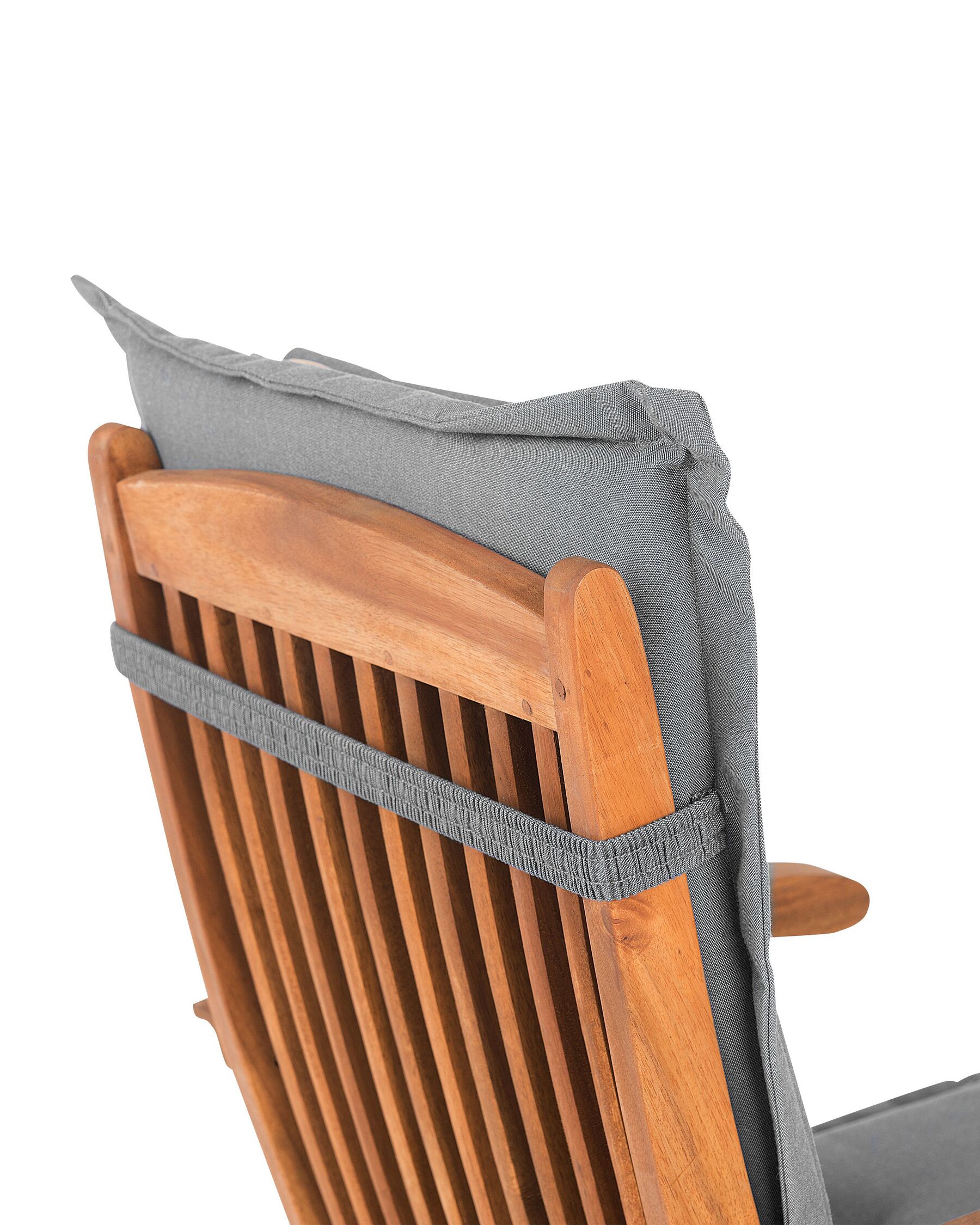 Set of 2 Garden Chairs with Cushions MAUI Acacia Wood Grey
