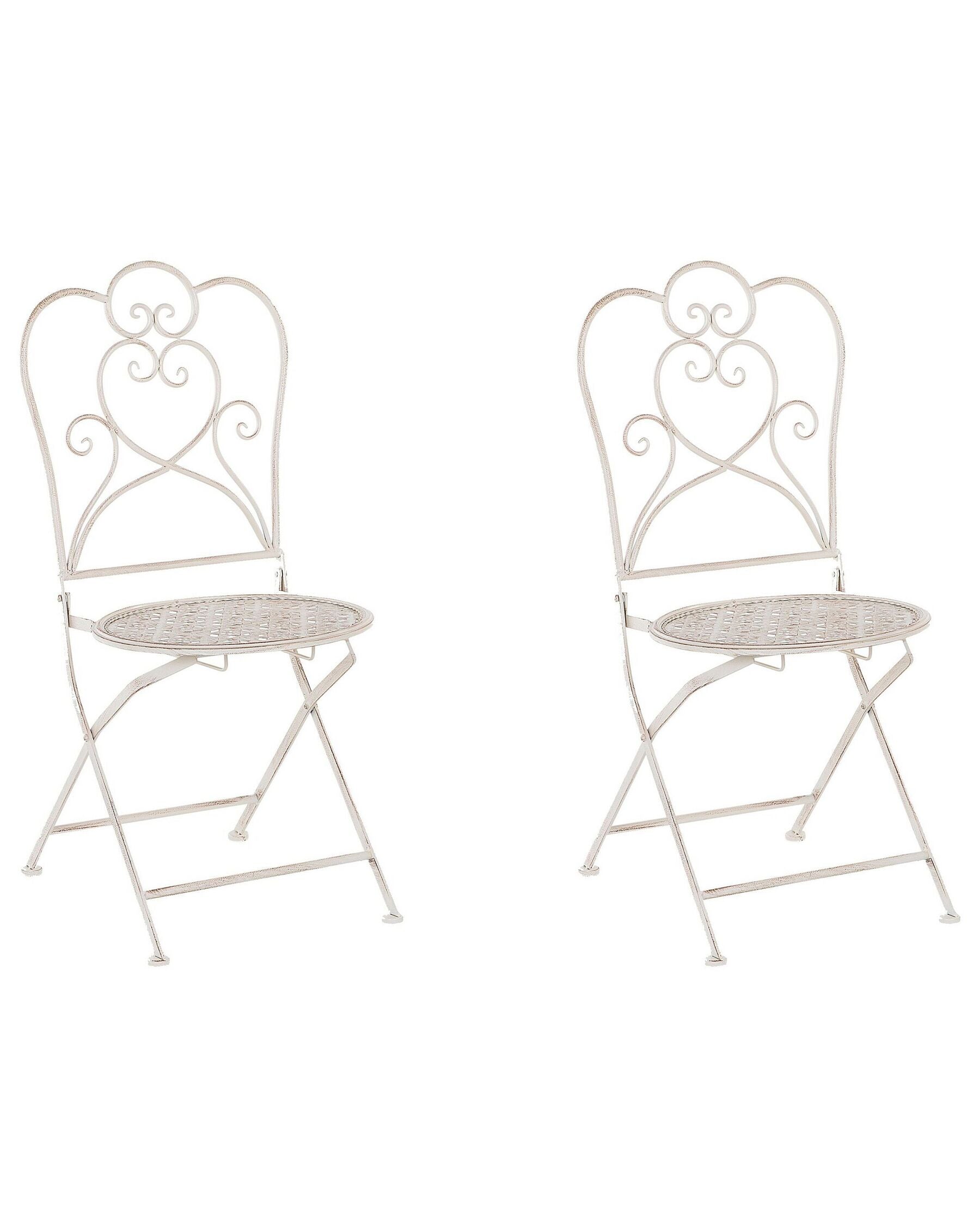 Set of 2 Garden Chairs TRIESTE Folding Metal Light Beige