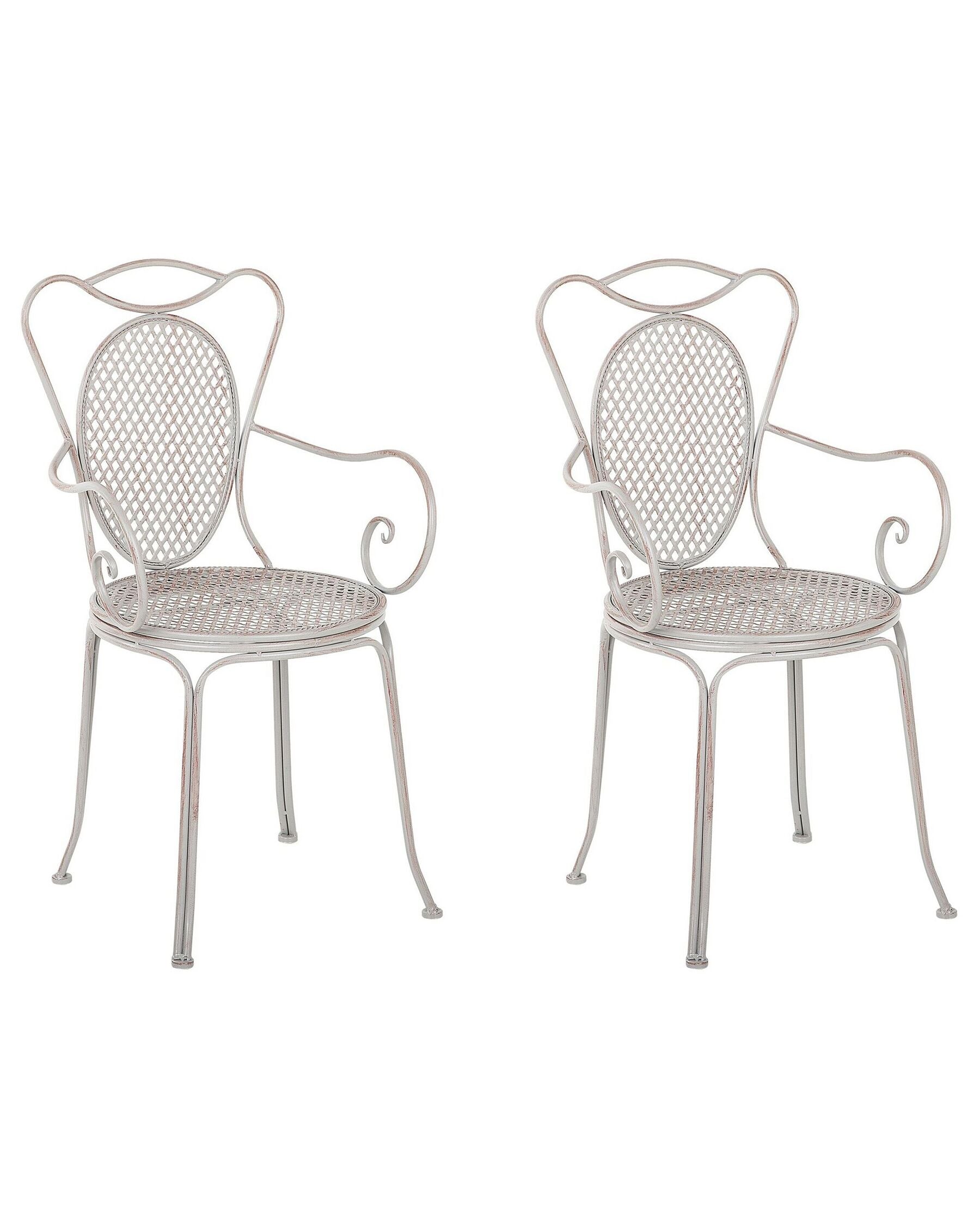 Set of 2 Garden Chairs CILENTO Metal Grey