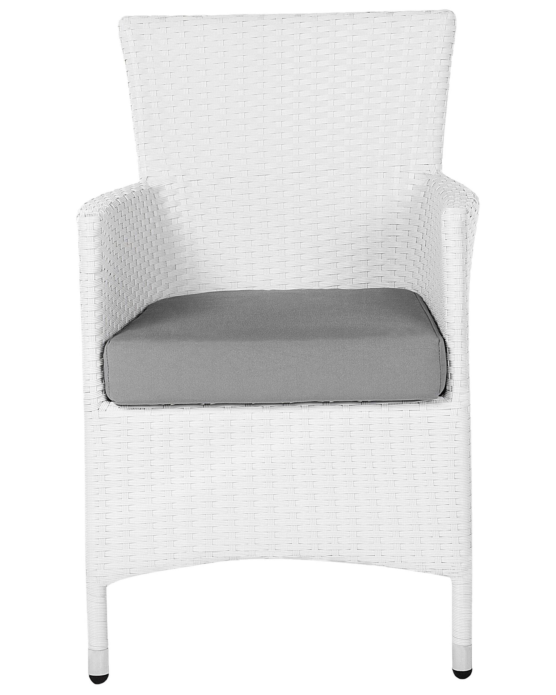 Set of 2 Garden Chairs with Cushions ITALY PE Rattan White