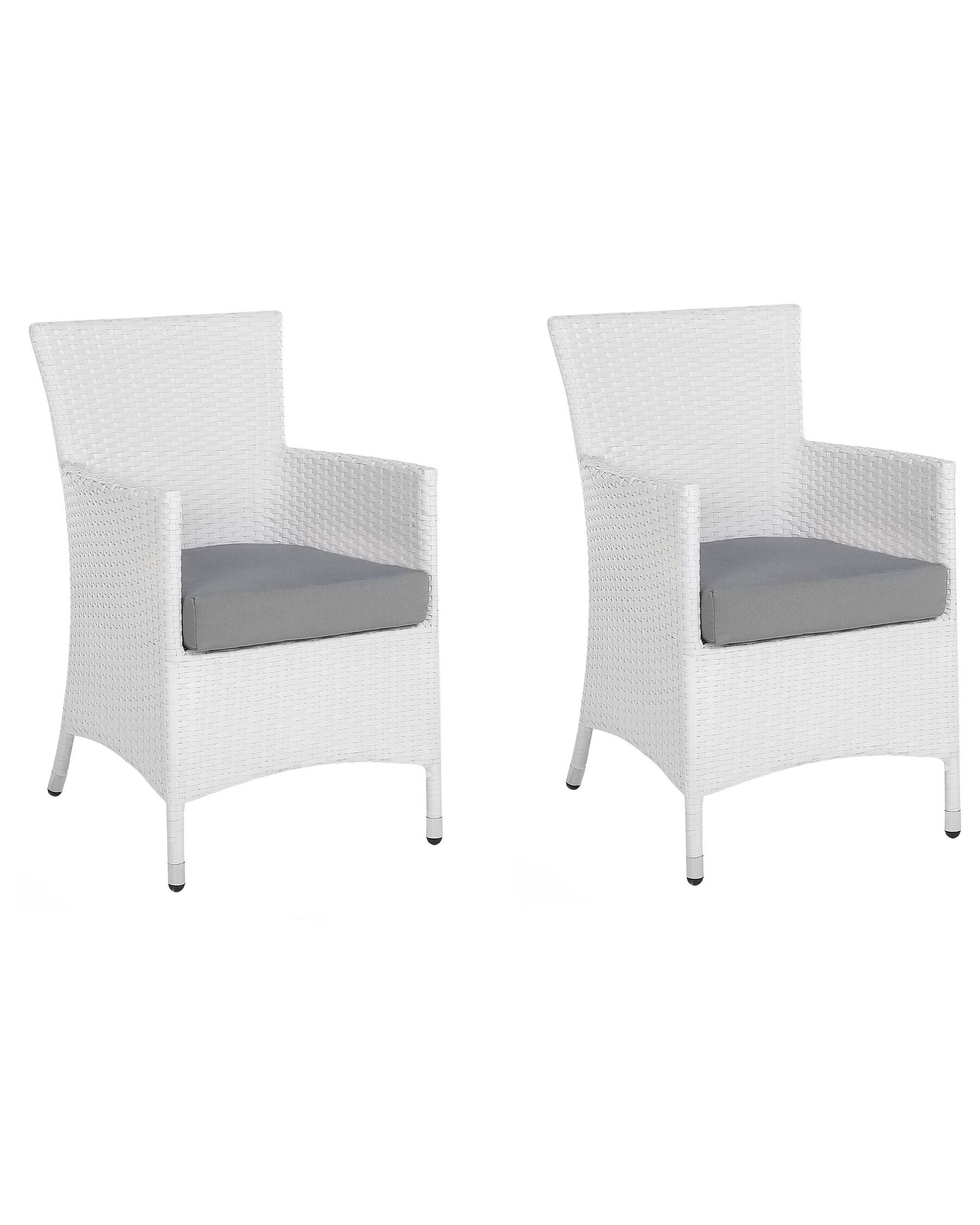 Set of 2 Garden Chairs with Cushions ITALY PE Rattan White