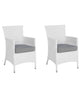 Set of 2 Garden Chairs with Cushions PE Rattan White