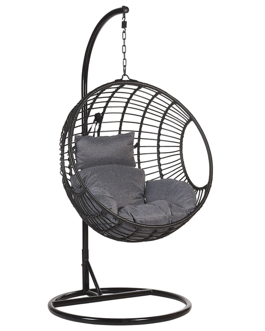 Hanging Chair with Stand ASPIO PE Rattan Black