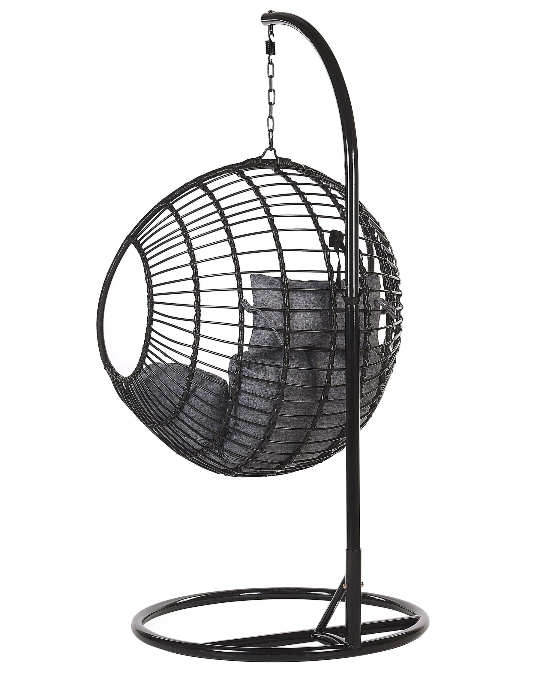 Hanging Chair with Stand ASPIO PE Rattan Black