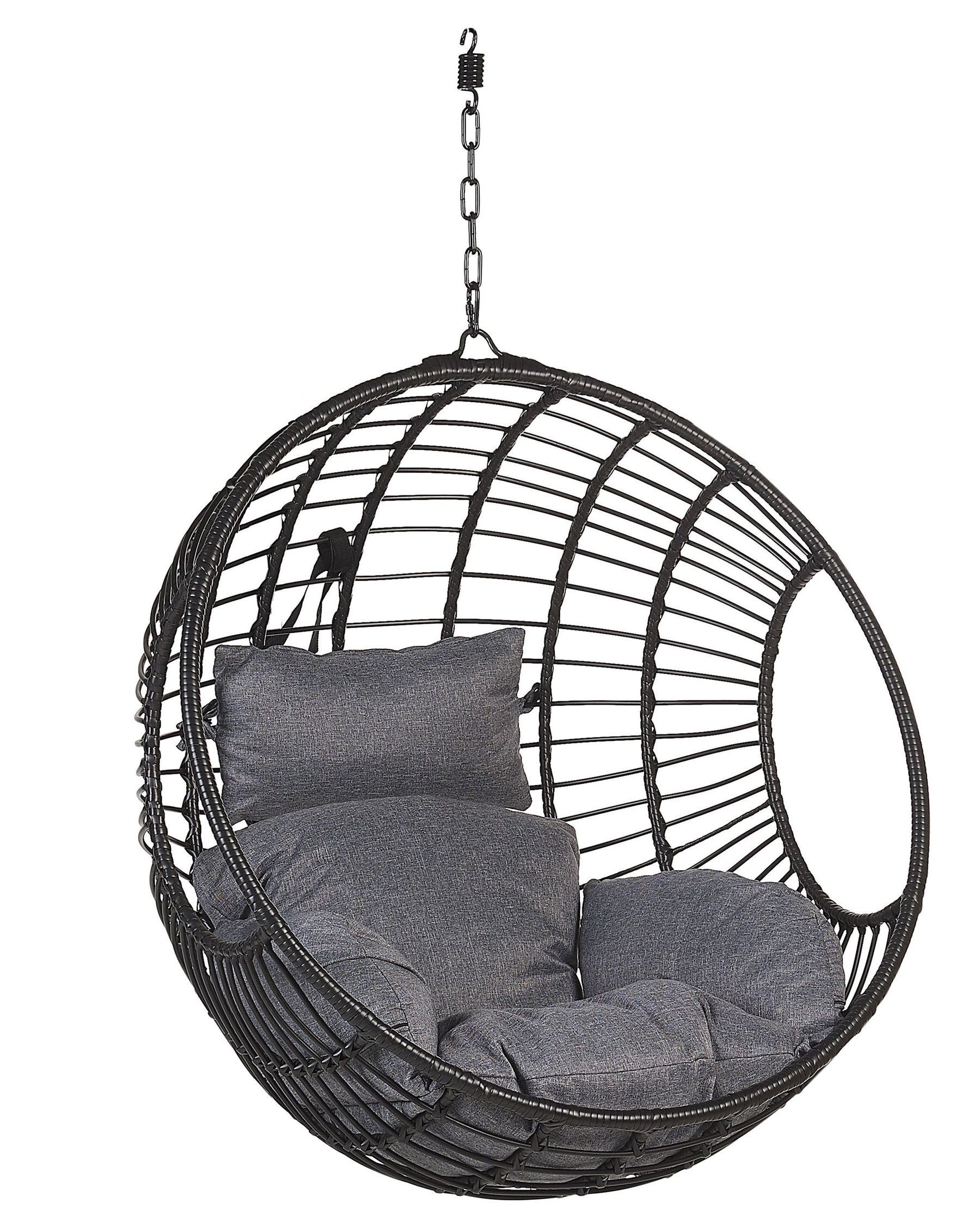 Hanging Chair with Stand ASPIO PE Rattan Black