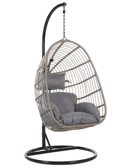 Hanging Chair with Stand CASOLI PE Rattan Grey