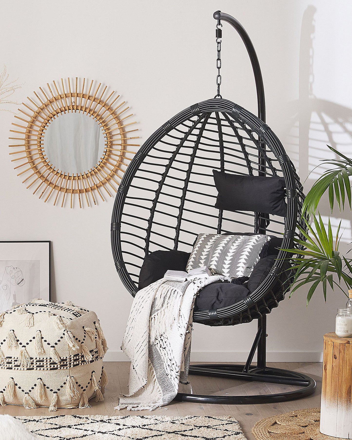 Hanging Chair TOLLO PE Rattan Black