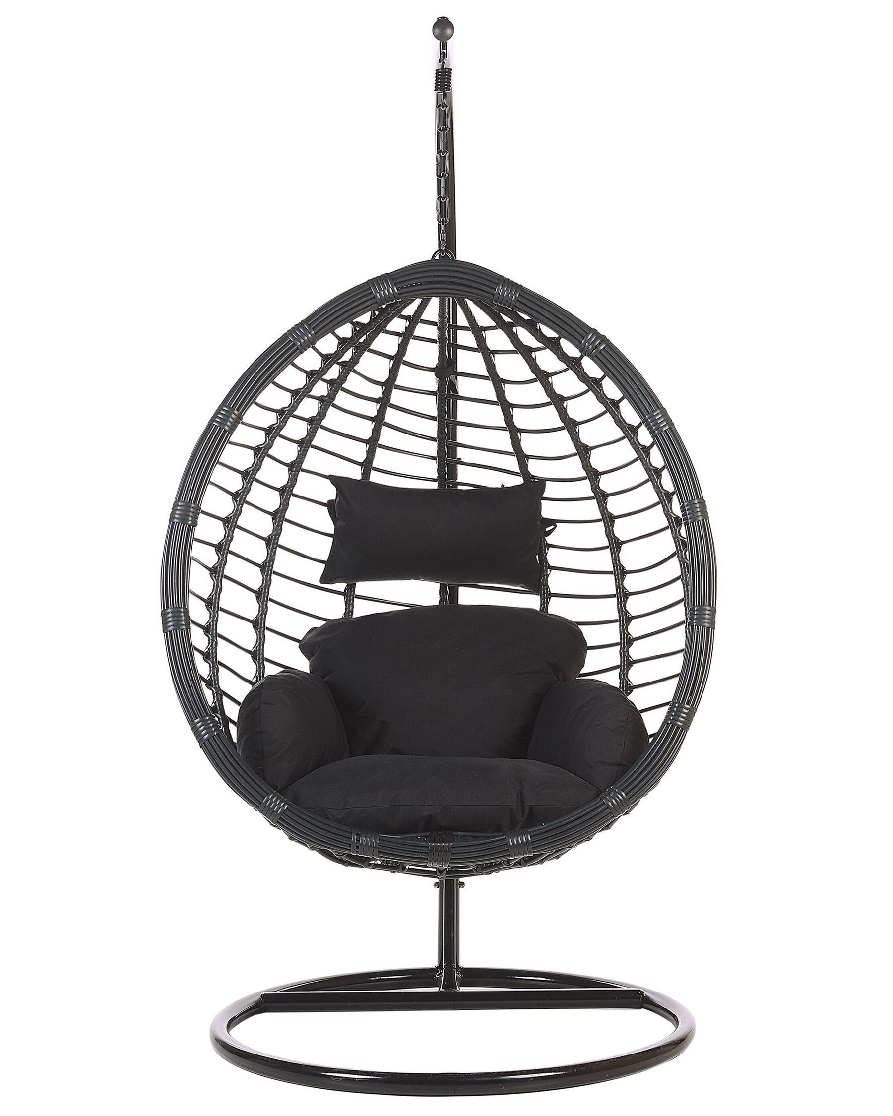Hanging Chair with Stand TOLLO PE Rattan Black
