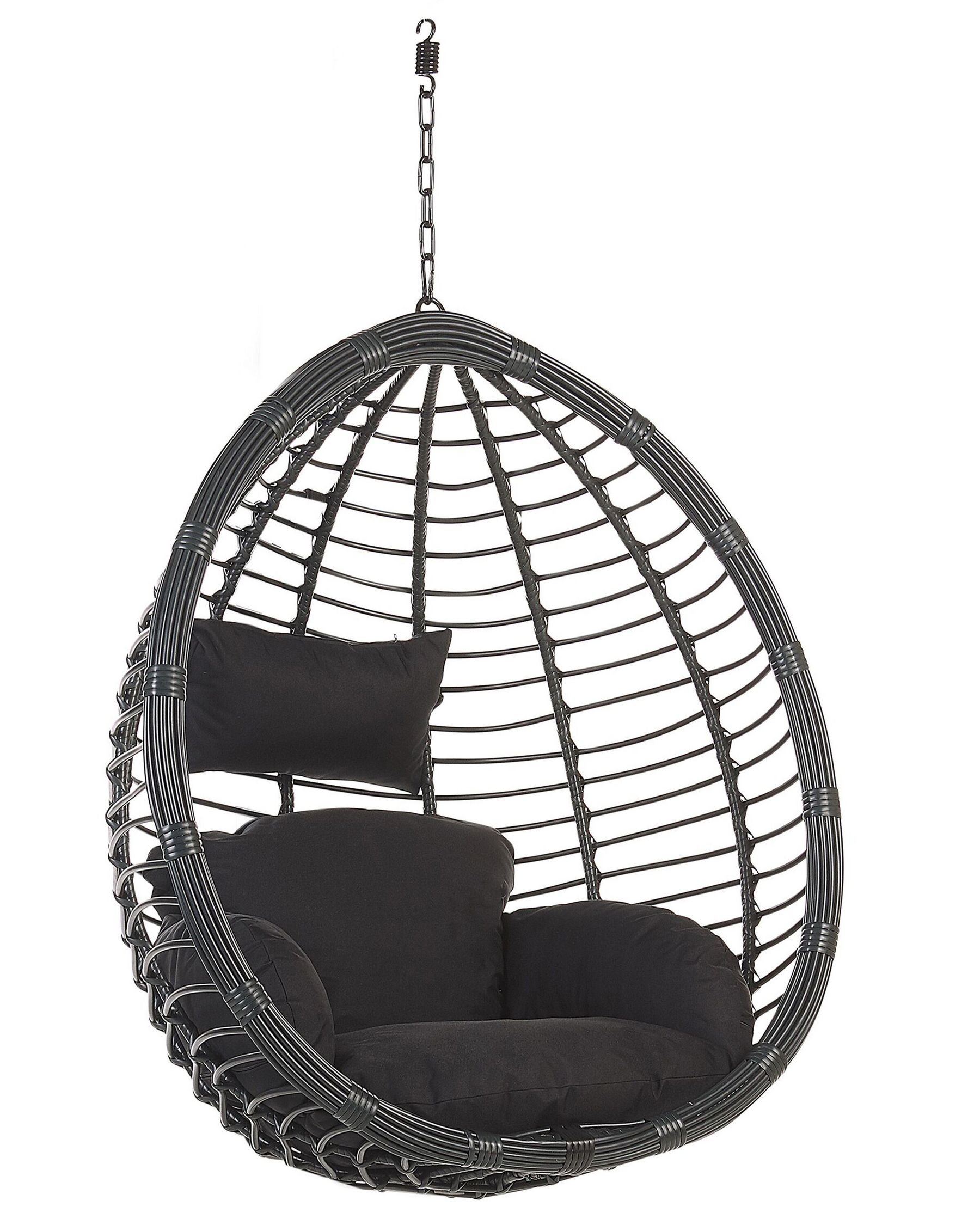Hanging Chair with Stand TOLLO PE Rattan Black