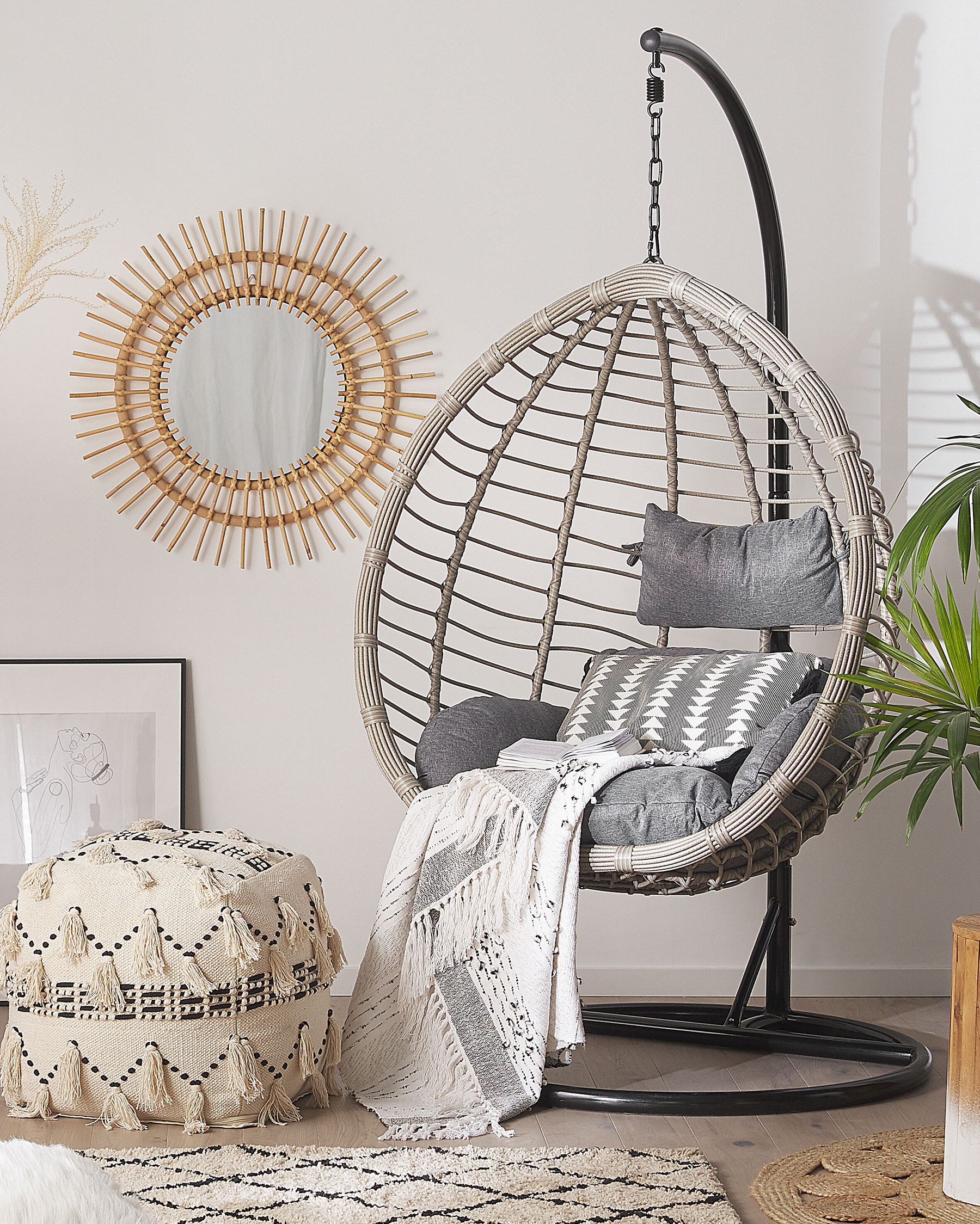 Hanging Chair TOLLO PE Rattan Grey