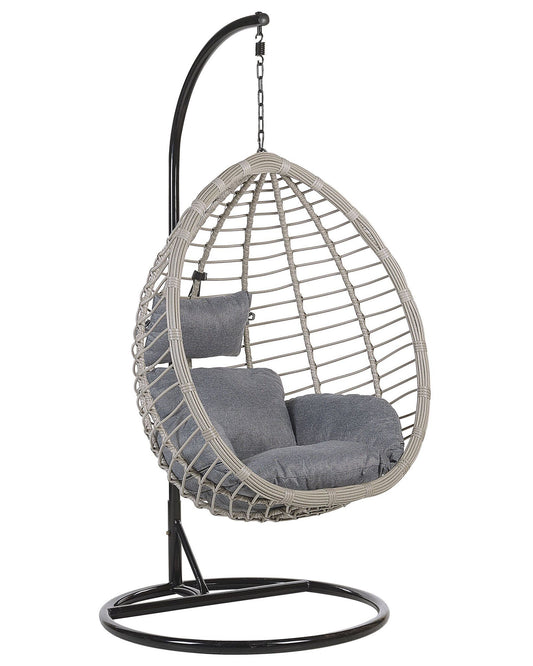 Hanging Chair with Stand TOLLO PE Rattan Grey