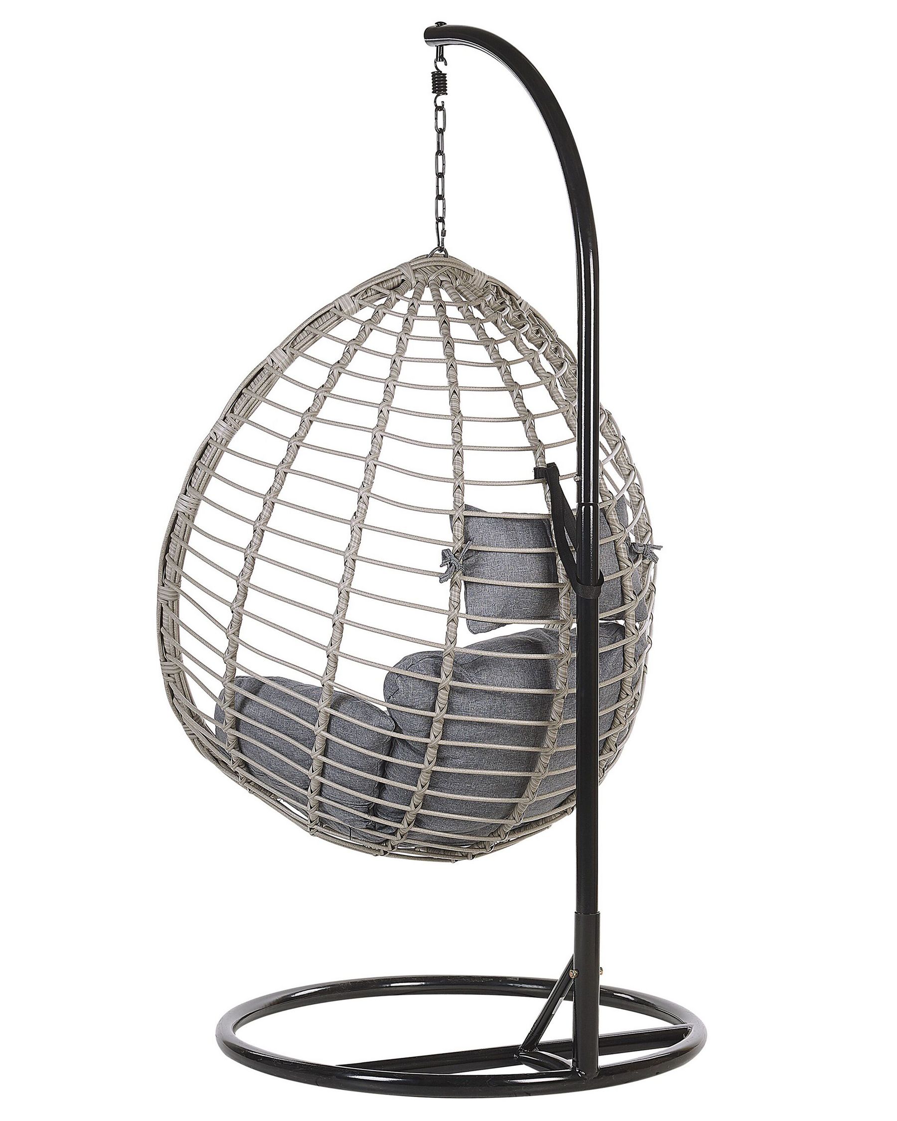 Hanging Chair with Stand TOLLO PE Rattan Grey