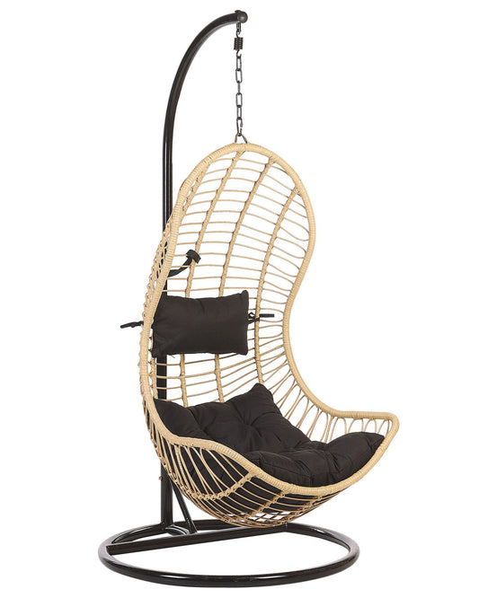 Hanging Chair with Stand PINETO PE Rattan Natural