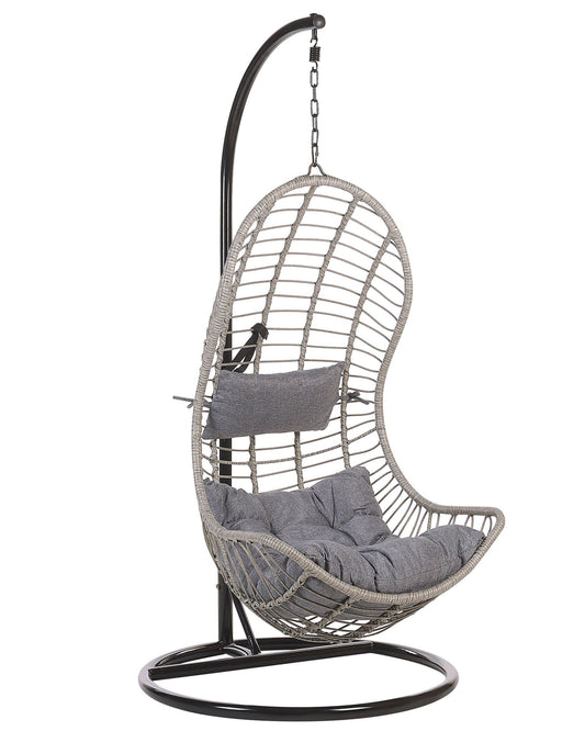 Hanging Chair with Stand PINETO PE Rattan Grey